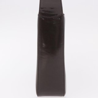 GUCCI Shoulder Bag Patent Leather Brown Silver
