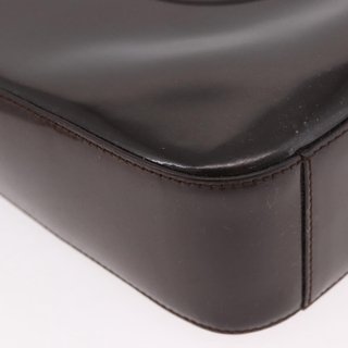 GUCCI Shoulder Bag Patent Leather Brown Silver