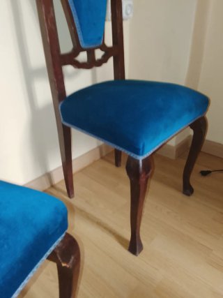 Sillas antiguas terciopelo madera