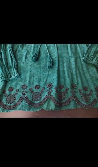 Blusa Zara verde y negra bordada