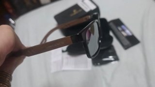 Gafas Sol KINGSEVEN Cristal Plata Patillas Madera