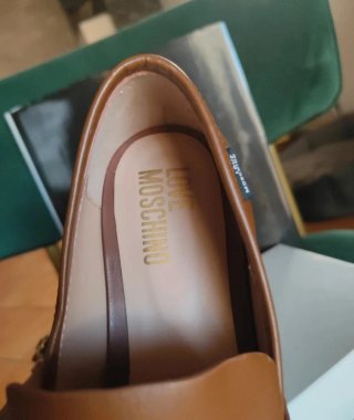Mocassini Moschino vera pelle marrone