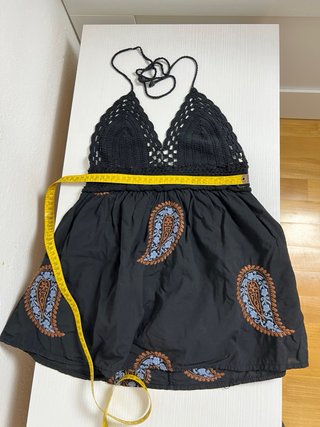 Top uncinetto nero schiena scoperta S