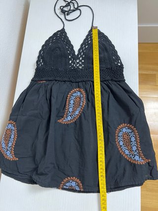Top uncinetto nero schiena scoperta S