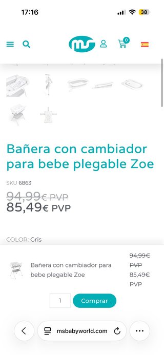 Bañera cambiador plegable + cojín