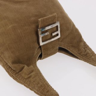 FENDI Mamma Baguette Shoulder Bag Corduroy Brown