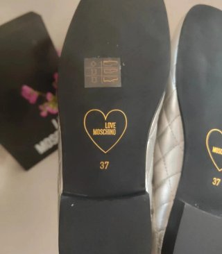 Mocassini Love Moschino Pelle Trapuntata Argento
