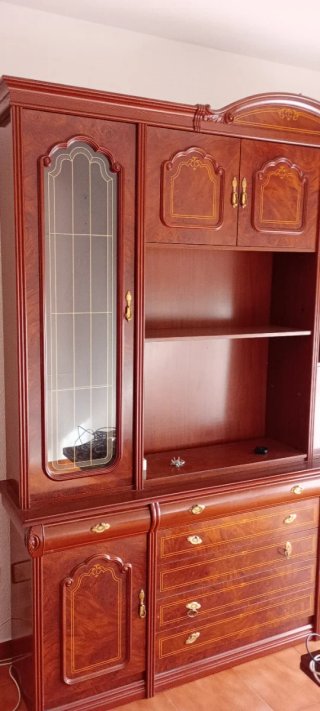 Mueble bar antiguo madera y cristal