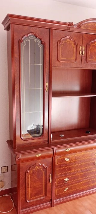 Mueble bar antiguo madera y cristal
