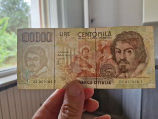 Banconota 100.000 Lire Italia Caravaggio