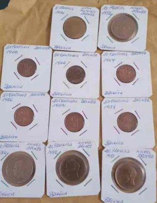 Lote 120 monedas francos belgas 40-80s