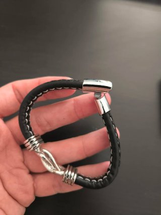 Pulsera Cuero Cierre Magnético Plata