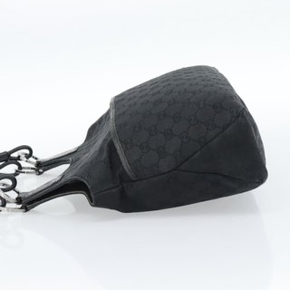 GUCCI GG Canvas Hand Bag Black Silver Auth 183035