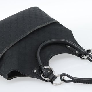 GUCCI GG Canvas Hand Bag Black Silver Auth 183035