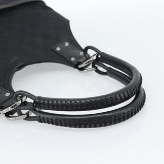 GUCCI GG Canvas Hand Bag Black Silver Auth 183035