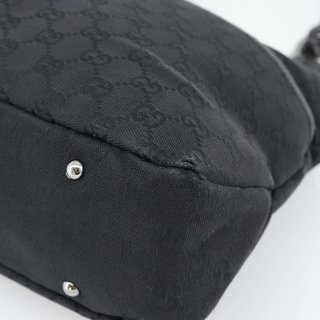 GUCCI GG Canvas Hand Bag Black Silver Auth 183035