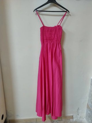 Abito lungo fucsia 100% Cotone
