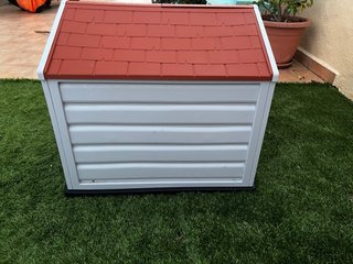 Casa Perro Exterior Plástico Gris/Rojo