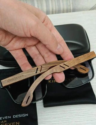 Gafas Sol Kingseven Cristal Negro Patillas Madera