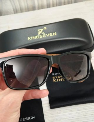 Gafas Sol Kingseven Cristal Negro Patillas Madera