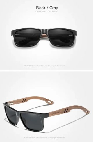 Gafas Sol Kingseven Cristal Negro Patillas Madera
