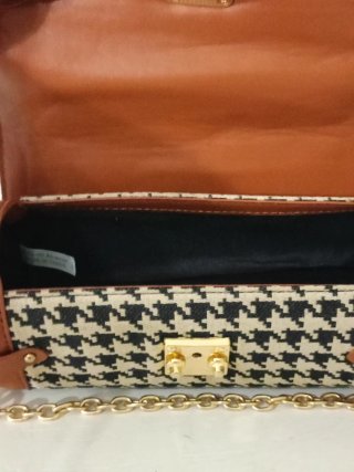 Borsa cilindro tessuto e pelle