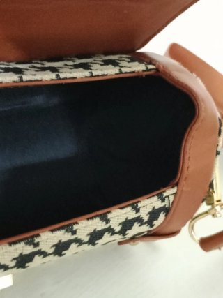 Borsa cilindro tessuto e pelle