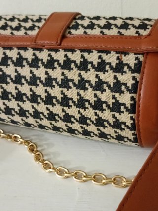 Borsa cilindro tessuto e pelle