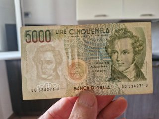 Banconota 5000 Lire Bellini Banca d'Italia