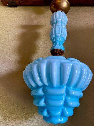 Antigua Lámpara Art Déco Opalina Doble