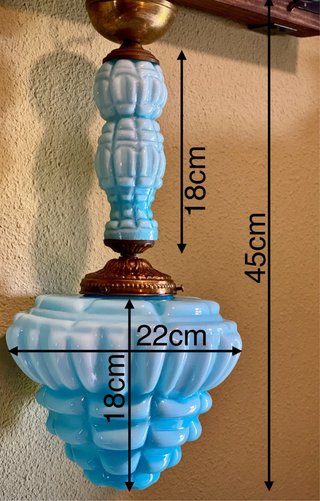 Antigua Lámpara Art Déco Opalina Doble