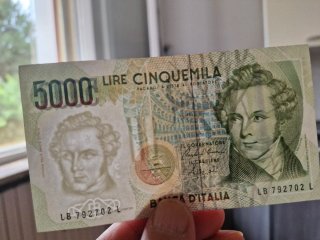 5000 Lire Bellini Banca d'Italia Gov. Ciampi