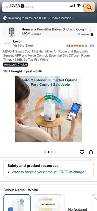 Humidificador Levoit Smart Cool Mist Blanco