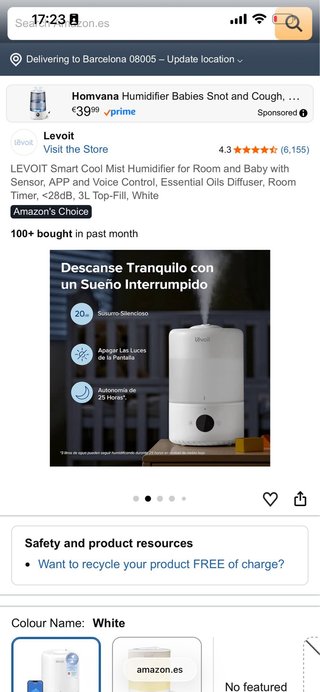 Humidificador Levoit Smart Cool Mist Blanco