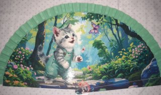 Venta solidaria: Abanico con gatitos y mariposas