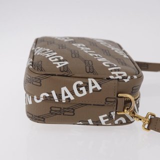 BALENCIAGA Signature Shoulder Bag PVC Beige Gold