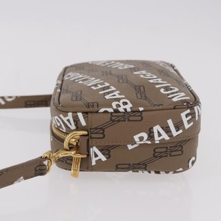 BALENCIAGA Signature Shoulder Bag PVC Beige Gold