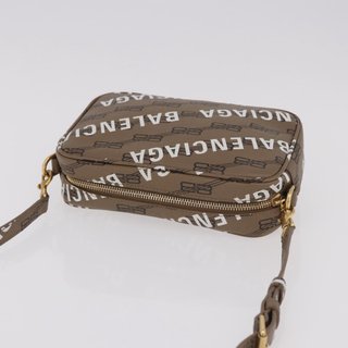 BALENCIAGA Signature Shoulder Bag PVC Beige Gold