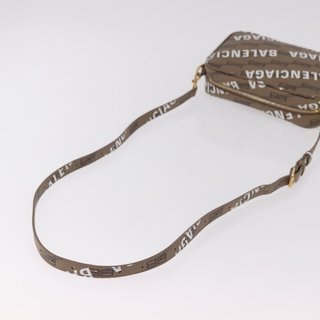 BALENCIAGA Signature Shoulder Bag PVC Beige Gold