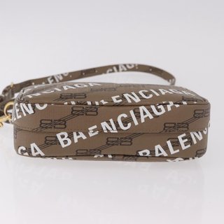 BALENCIAGA Signature Shoulder Bag PVC Beige Gold