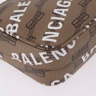 BALENCIAGA Signature Shoulder Bag PVC Beige Gold