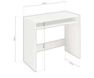 Escritorio blanco con silla y protector