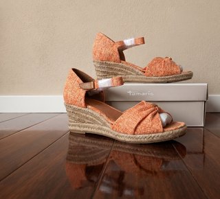 Sandalias de Cuña Tamaris Alpargatas Naranja T.40