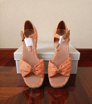 Sandalias de Cuña Tamaris Alpargatas Naranja T.40