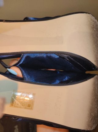 Sandalias Garoue Satén Azul Marino Talla 38