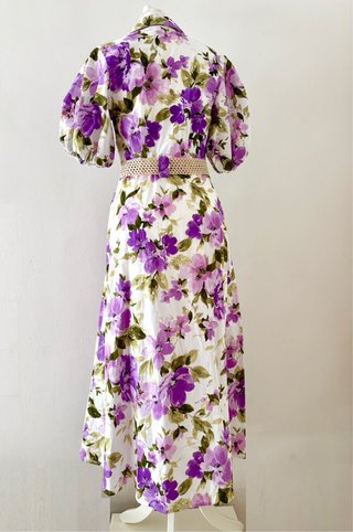 Vestido Midi Zara Estampado Flores con Cinturón