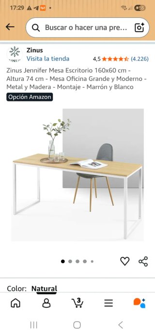 Mesa de escritorio madera y metal