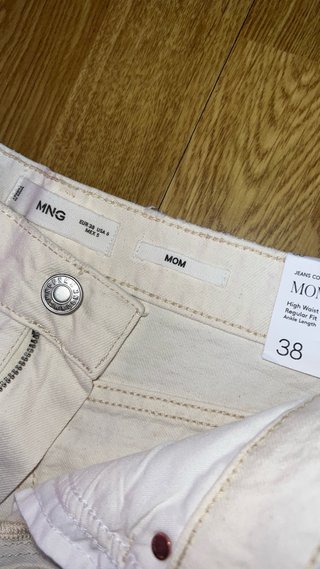 Pantalones Mango Beige Algodón