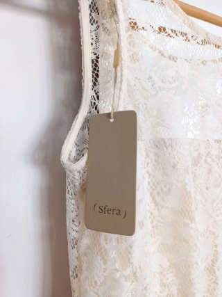 Vestido Sfera Beige Encaje Talla L