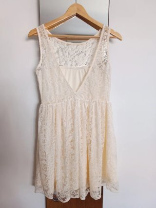 Vestido Sfera Beige Encaje Talla L